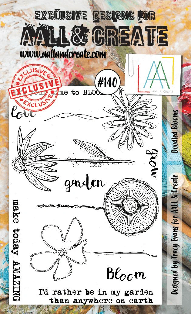 #140 - A6 Clear Stamp Set - Doodled Blooms