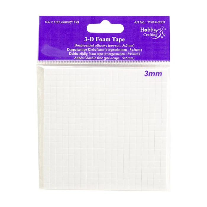 3D Foam Tape 100x100x3mm (5x5mm)