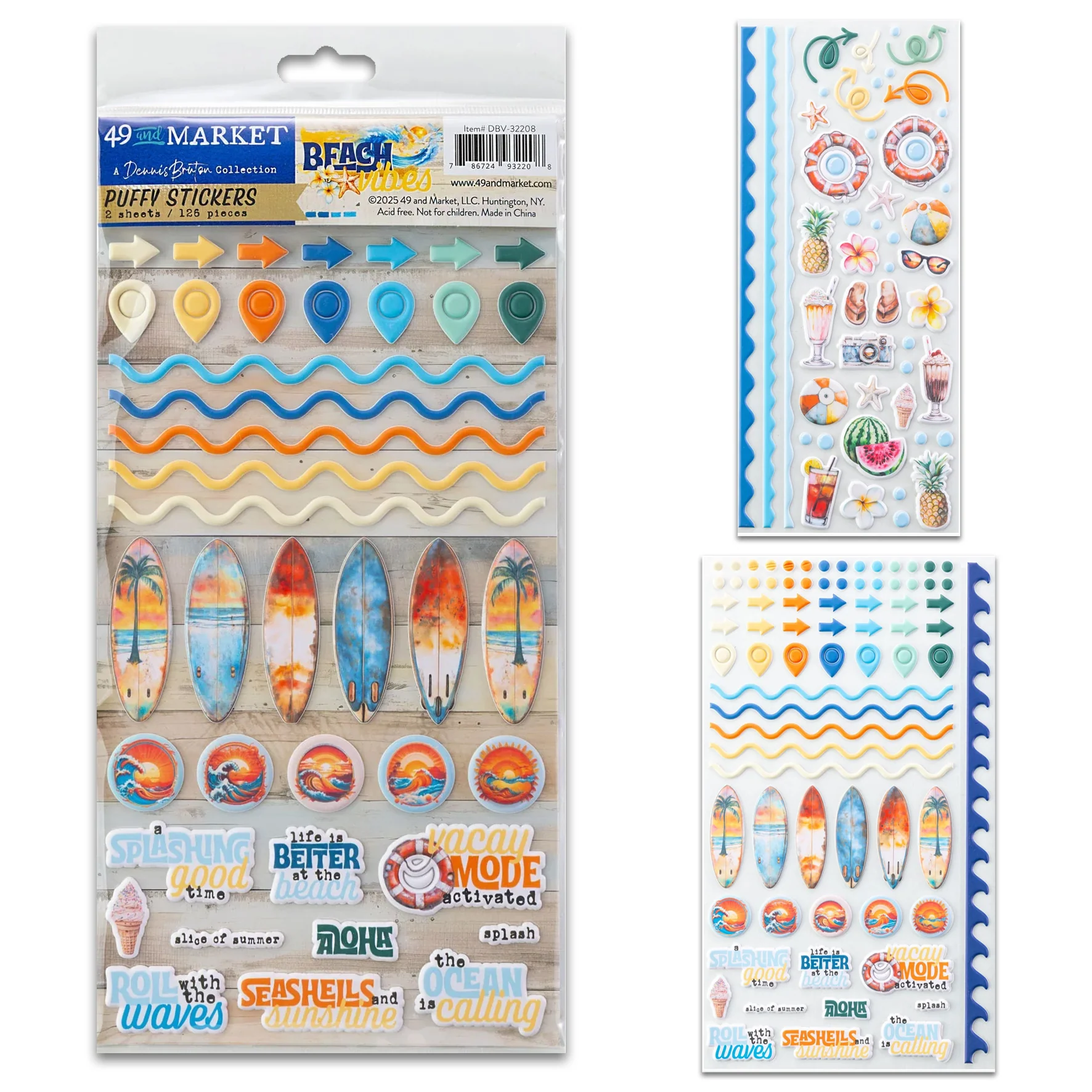 49 And Market Beach Vibes Puffy Stickers