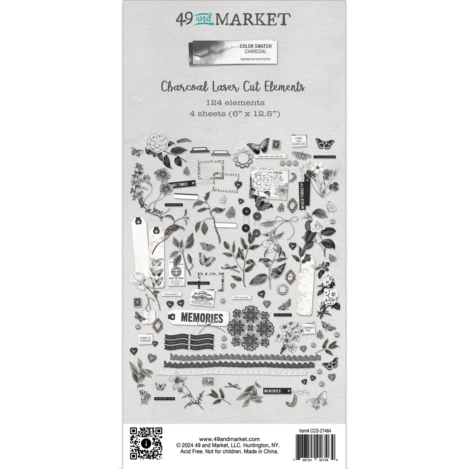 49 And Market Color Swatch: Charcoal Laser Cut Outs - Elements