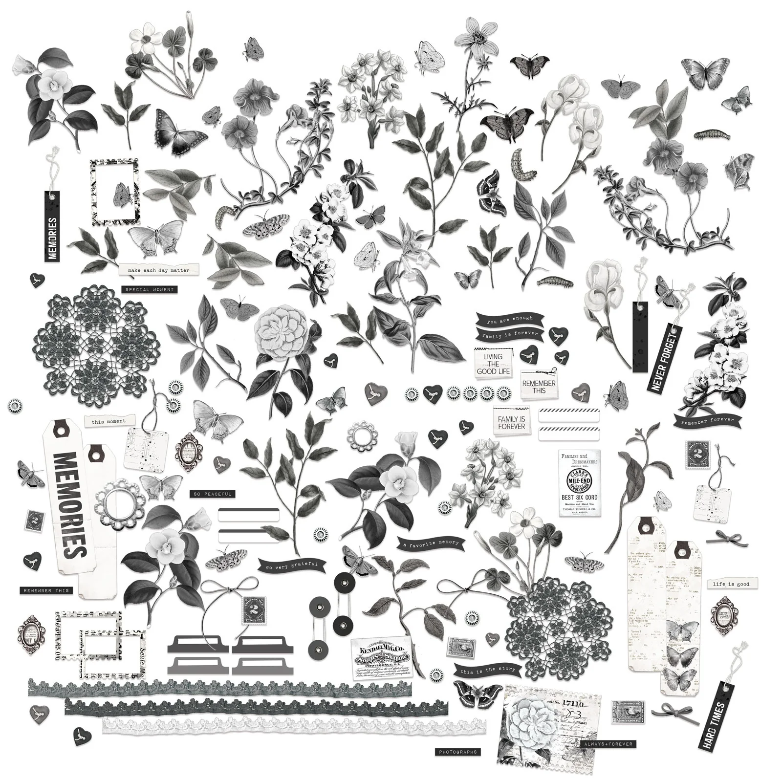 49 And Market Color Swatch: Charcoal Mini Laser Cut Outs - Elements - Image 2