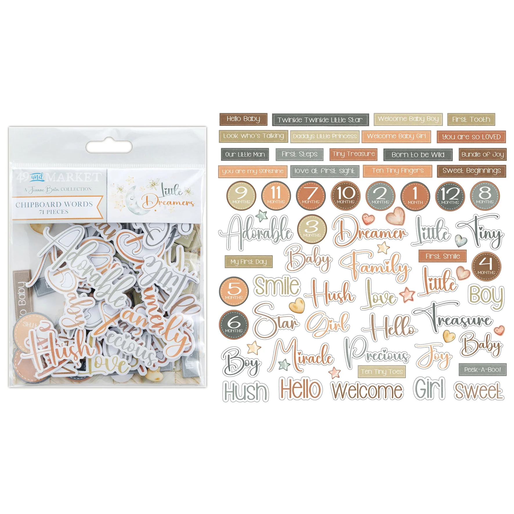 49 and Market Little Dreamer Chipboard Words