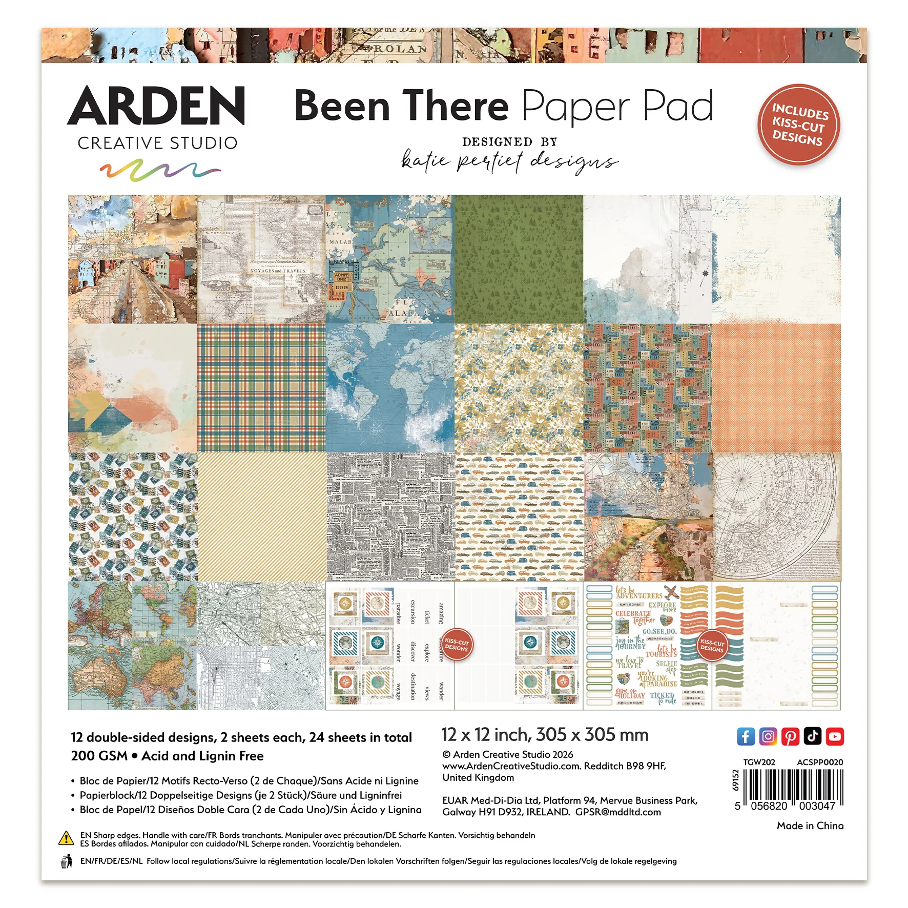 Arden Creative Studio Been There 12in x 12in Paper Pad