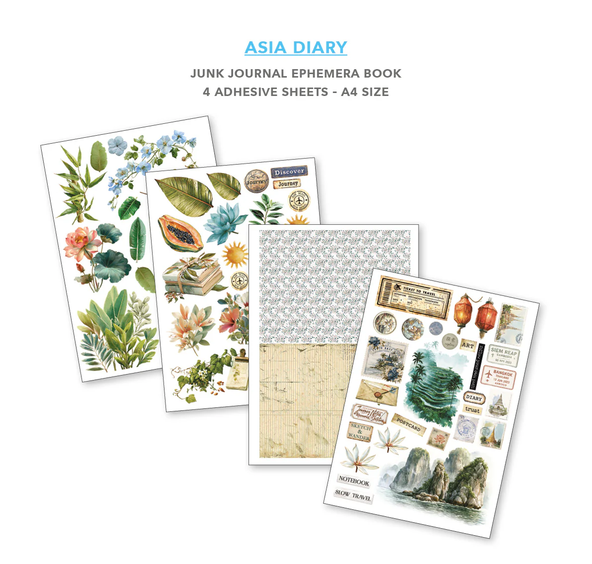 Ciao Bella Asia Diary A4 Junk Journal Ephemera Book (32pcs) - Image 6