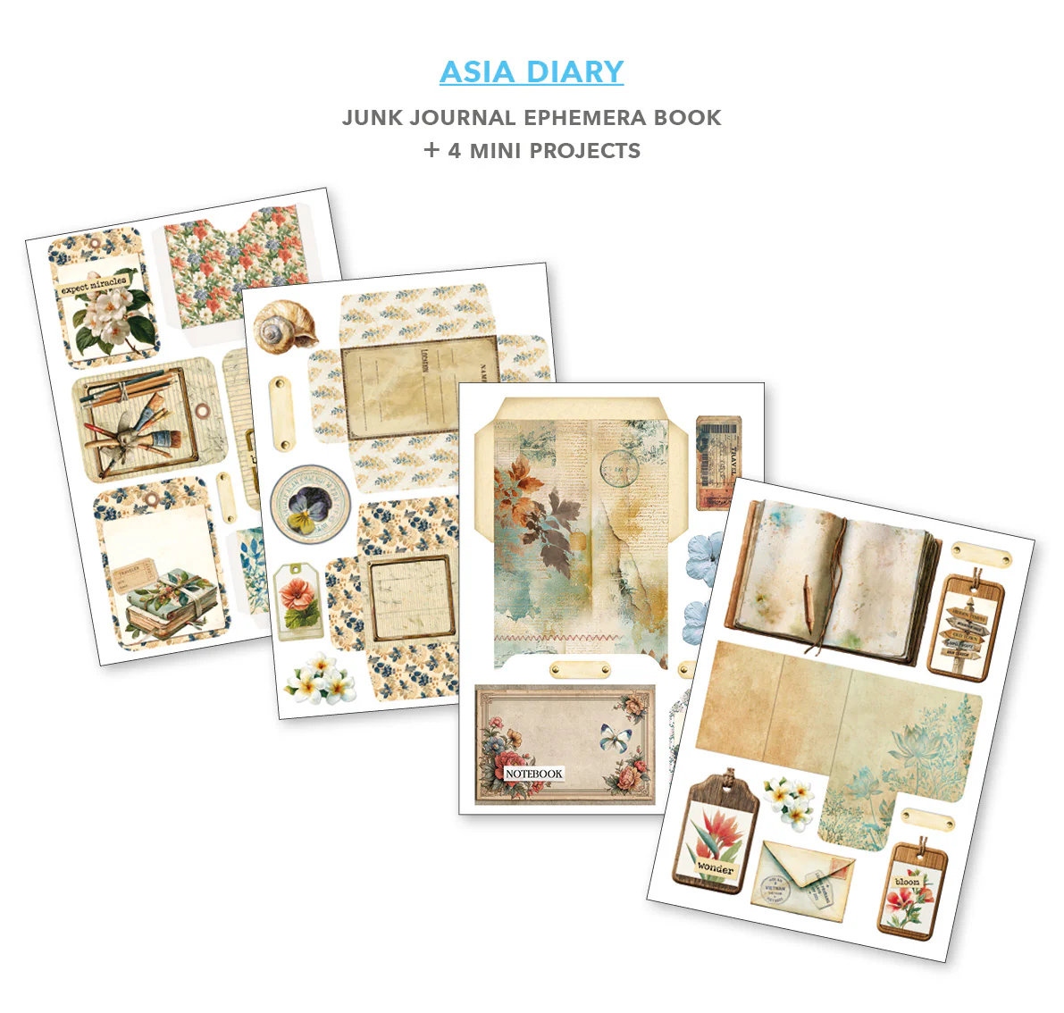 Ciao Bella Asia Diary A4 Junk Journal Ephemera Book (32pcs) - Image 7