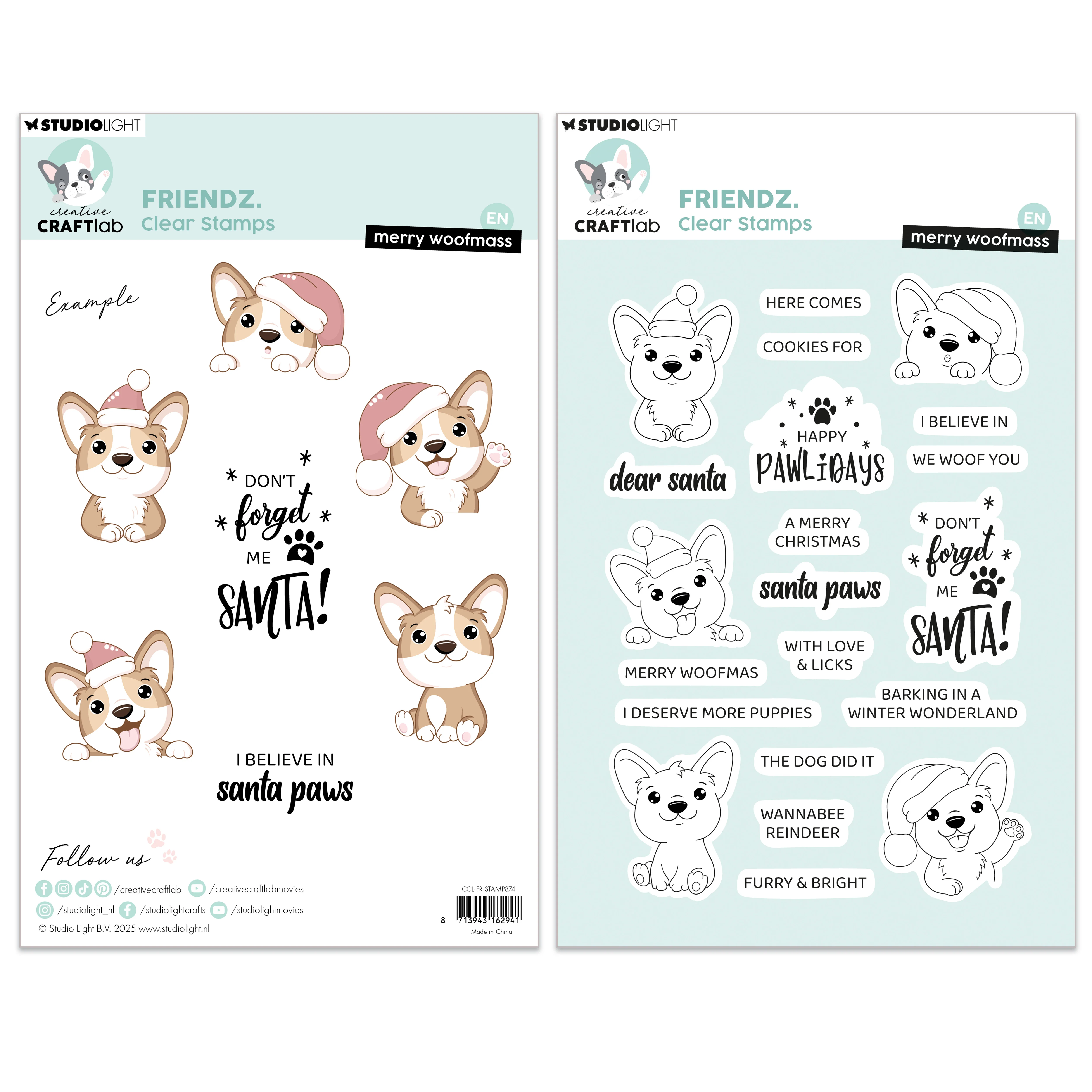 Creative Craftlab Friendz Clear Stamps Merry Woofmass