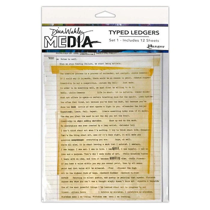Ranger Dina Wakley Media Typed Ledgers Set 1 (12 Sheets)