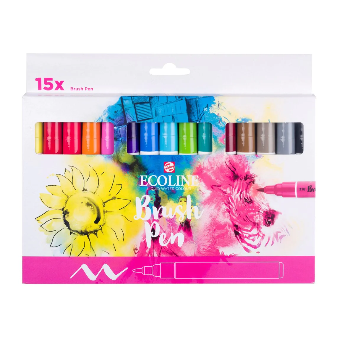 Ecoline Brush Pen Set Vivid | 15 Colours