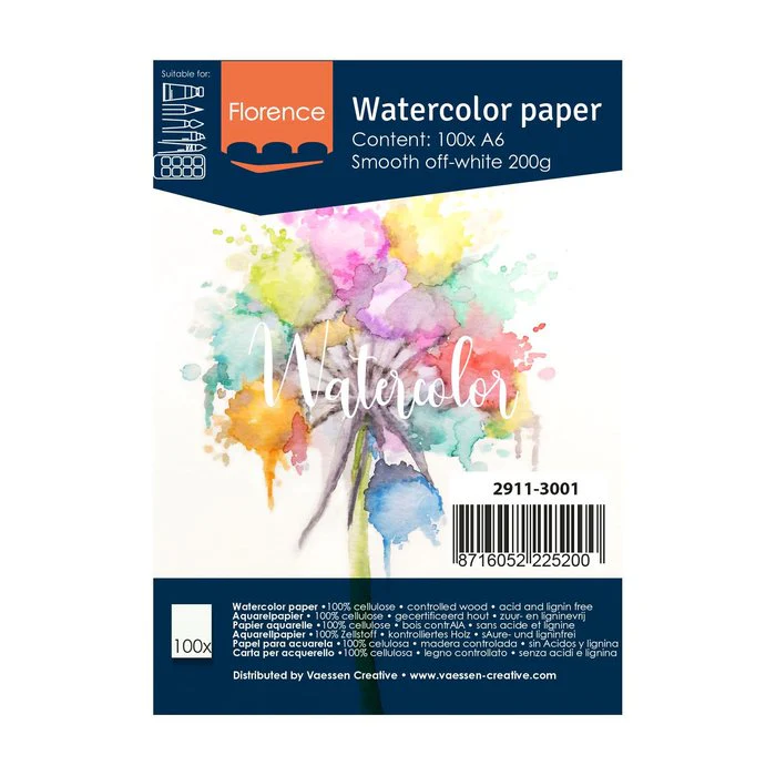 Florence Watercolour Paper Smooth A6 200G Off-White 100Pcs
