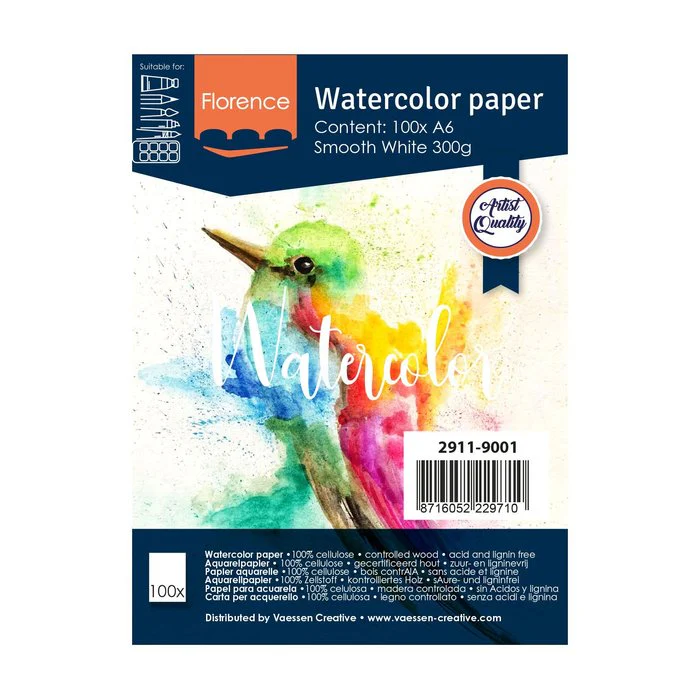 Florence Watercolour Paper Smooth A6 300G White 100Pcs
