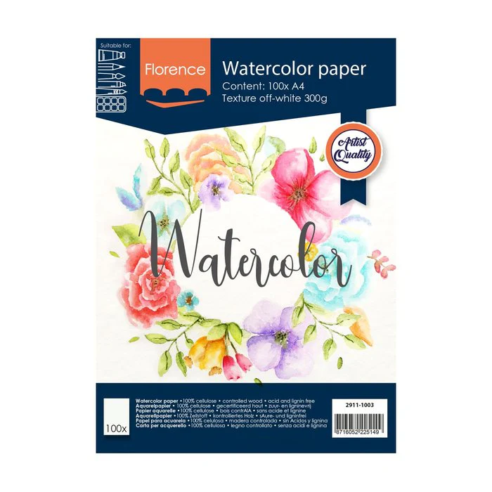 Florence Watercolour Paper Texture A4 300G Off-White 100Pcs