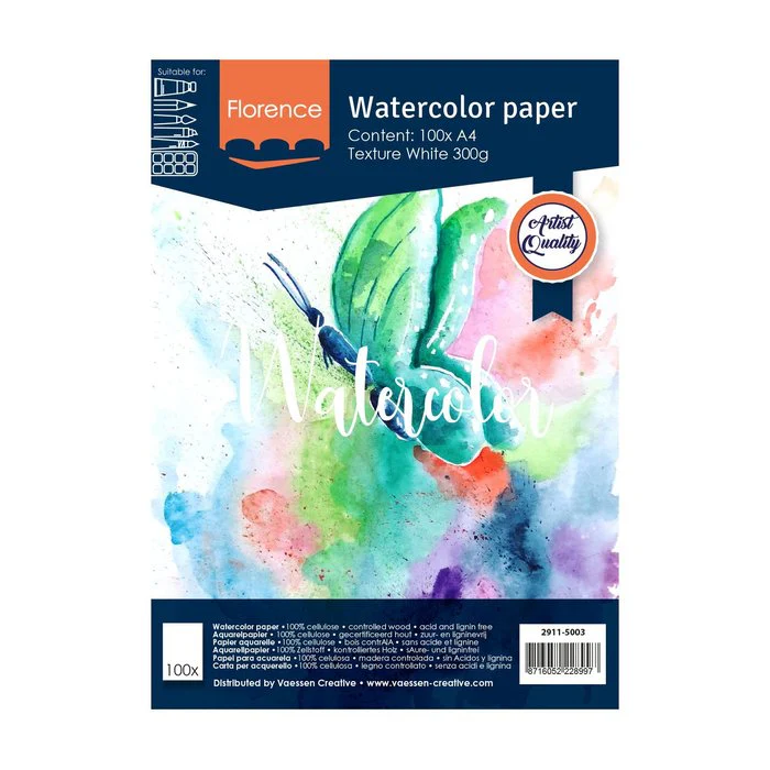 Florence Watercolour Paper Texture A4 300G White 100Pcs