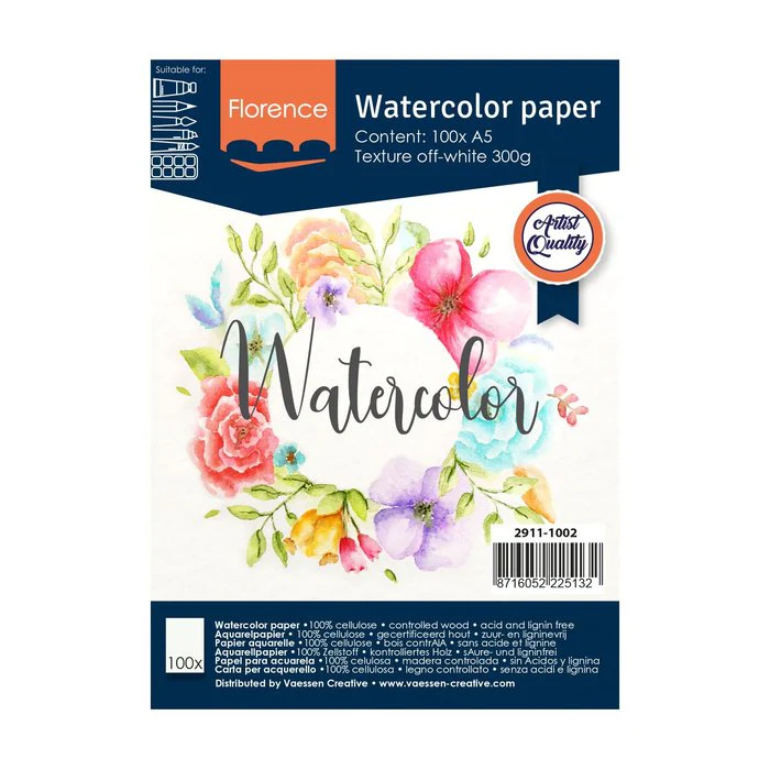 Florence Watercolour Paper Texture A5 300G Off-White 100Pcs