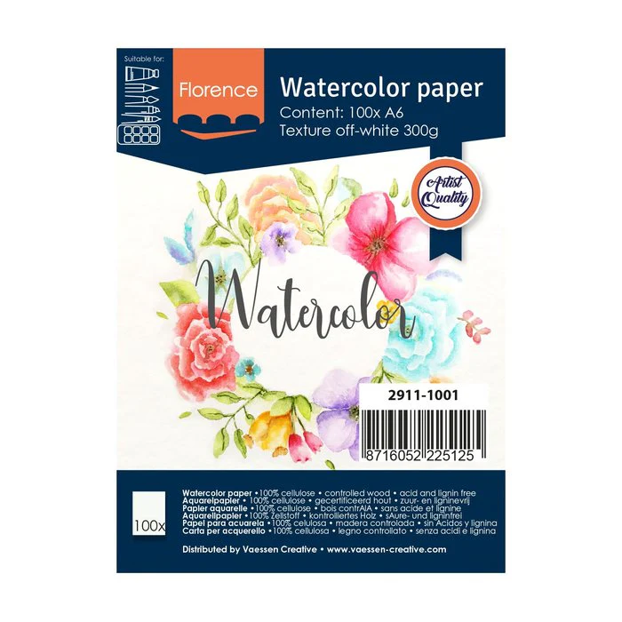 Florence Watercolour Paper Texture A6 300G Off-White 100Pcs