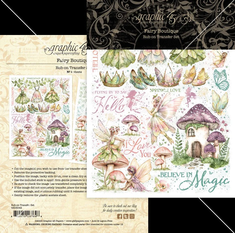 Graphic 45 Fairy Boutique Rub-On Transfers