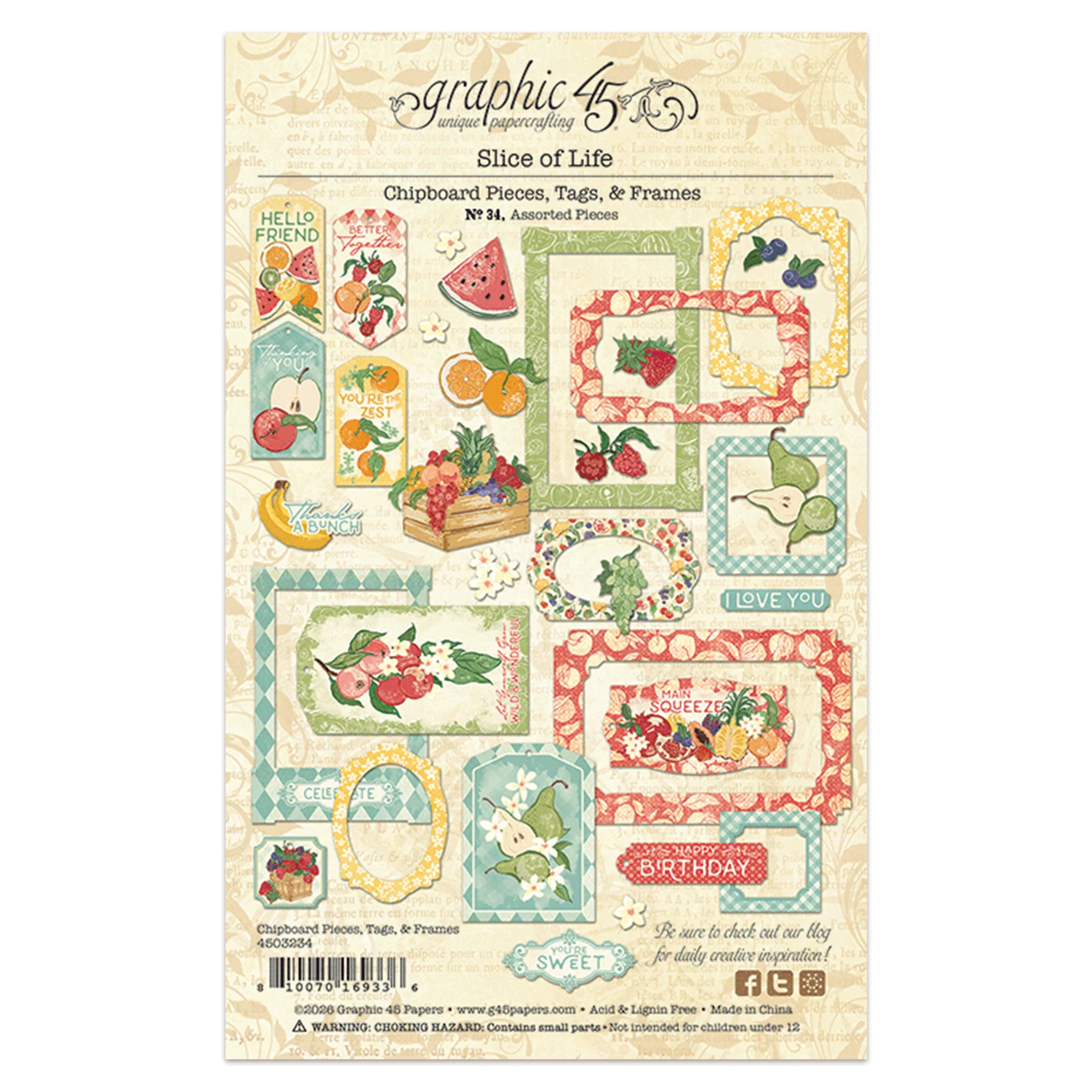 Graphic 45 Slice of Life Chipboard Pieces, Tags & Frames - Image 2