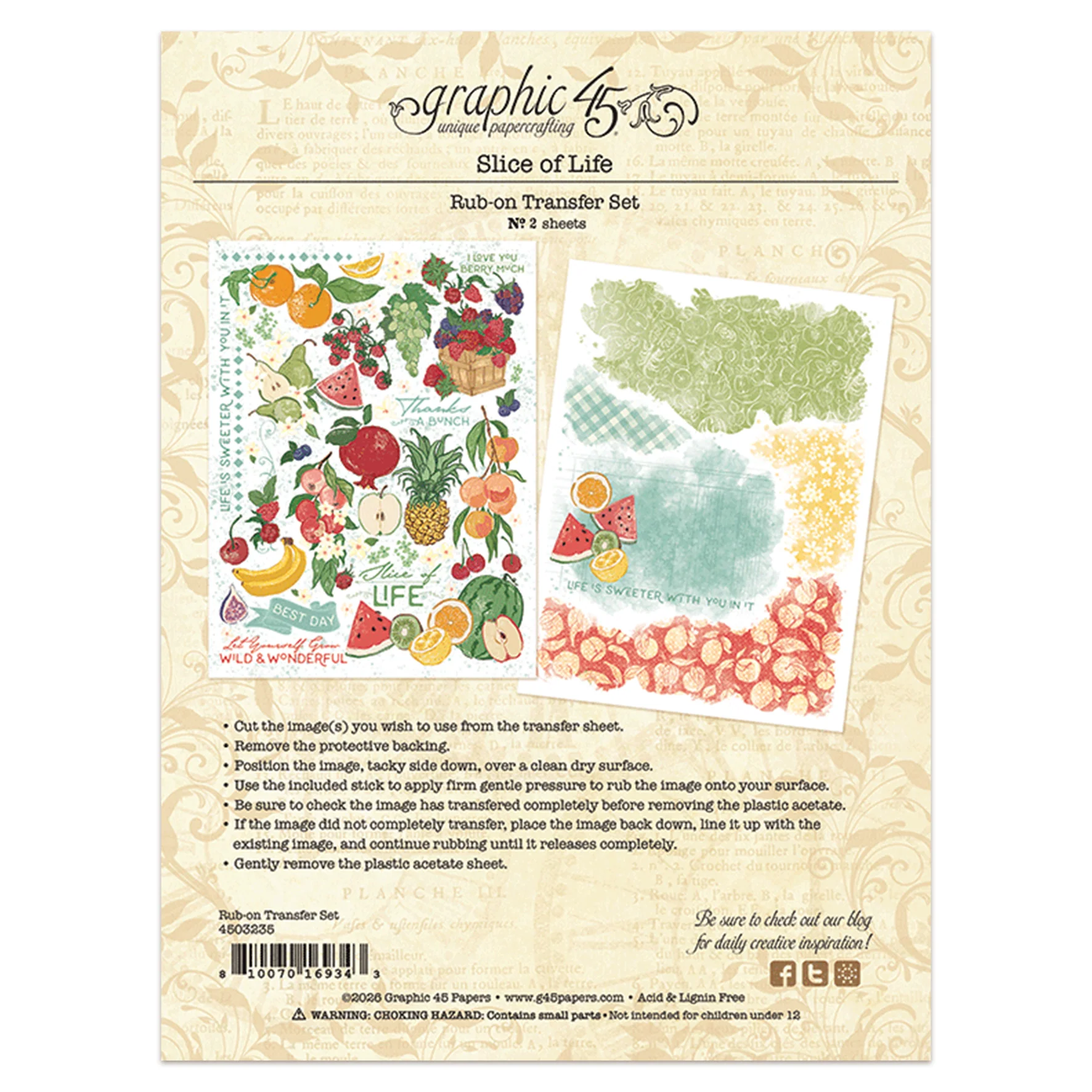 Graphic 45 Slice of Life Rub-on Transfers - Image 2