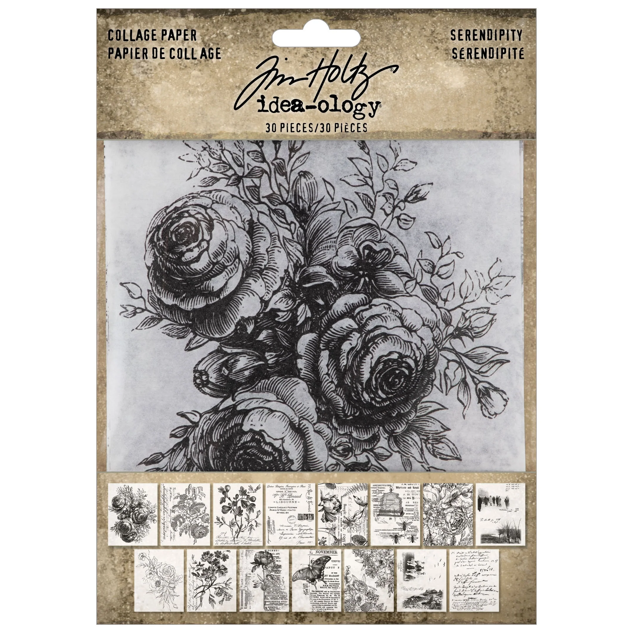 Idea-ology Tim Holtz Collage Paper Serendipity-30 Pieces
