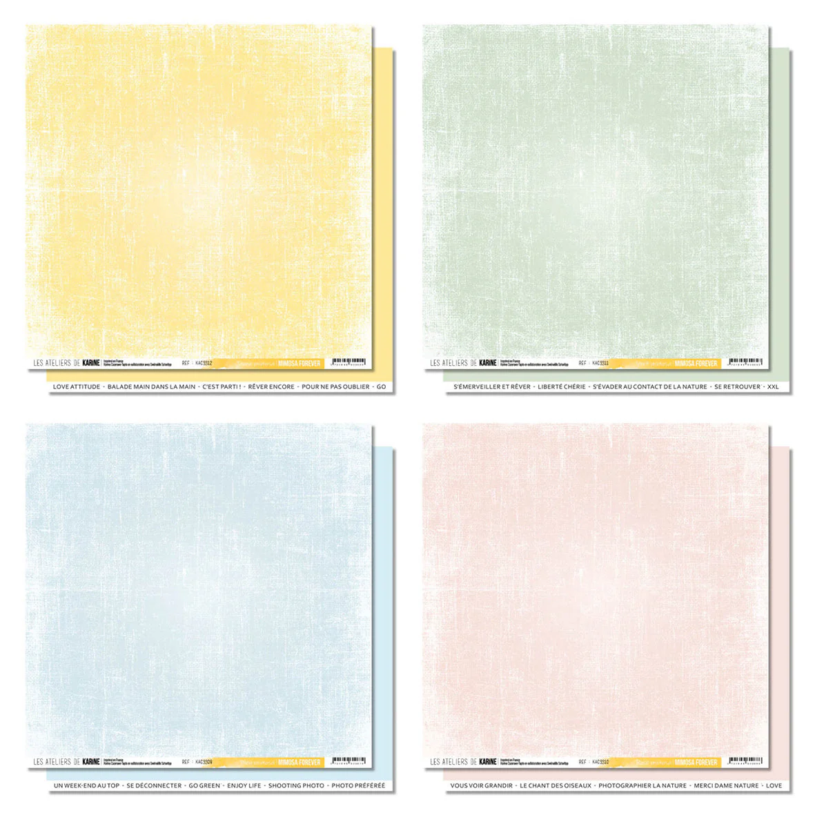 Les Ateliers De Karine Mimosa Forever - Back To Basics Papers (4pcs)