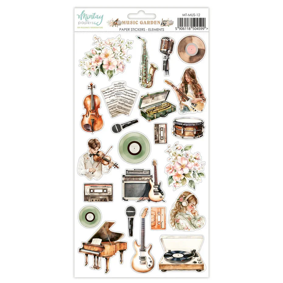 Mintay Music Garden 6x12 Inch Paper Stickers Elements