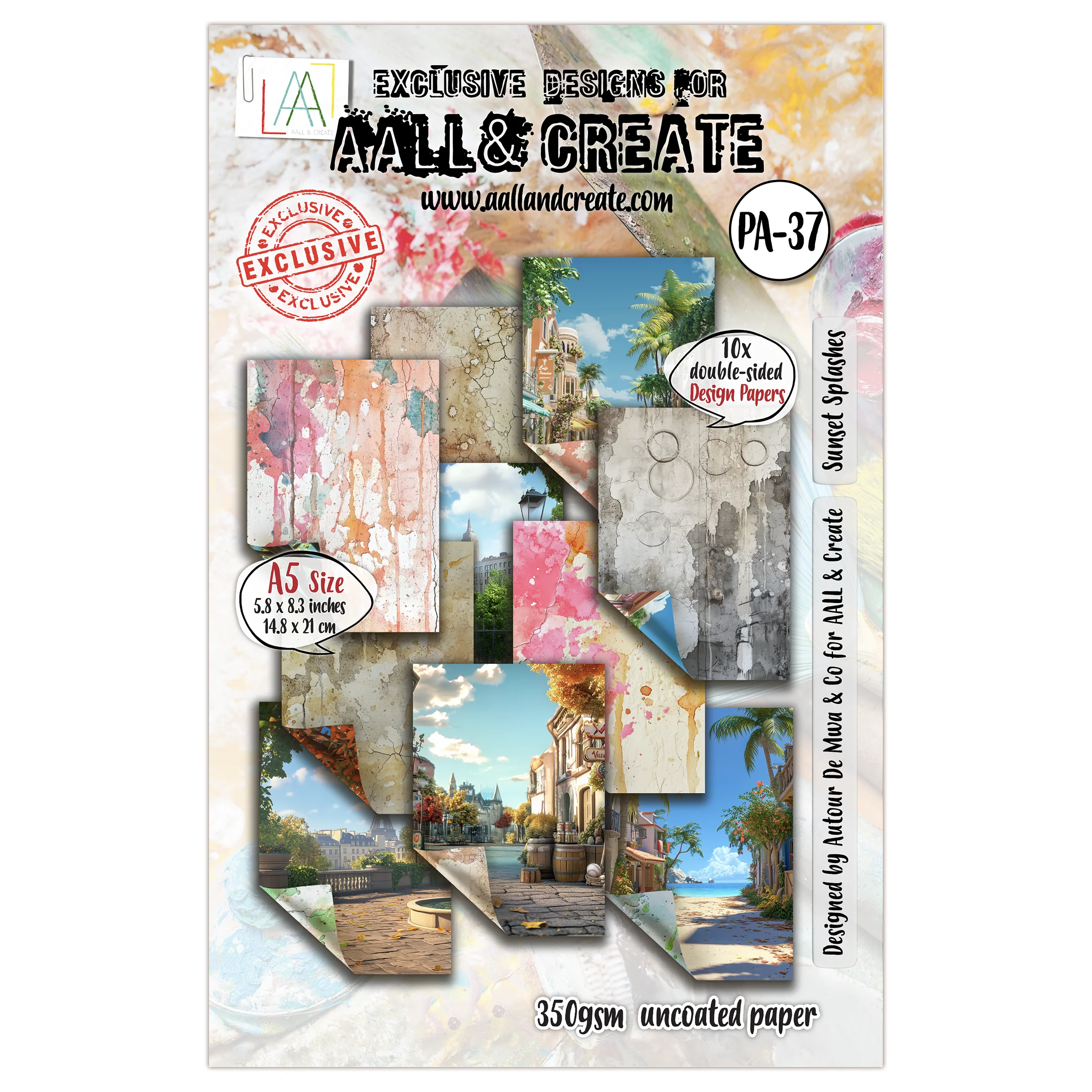 PA-37 - A5 Design Paper - Sunset Splashes