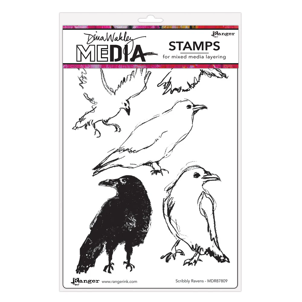 Ranger Dina Wakley MEdia Cling Stamp - Scribbly Ravens