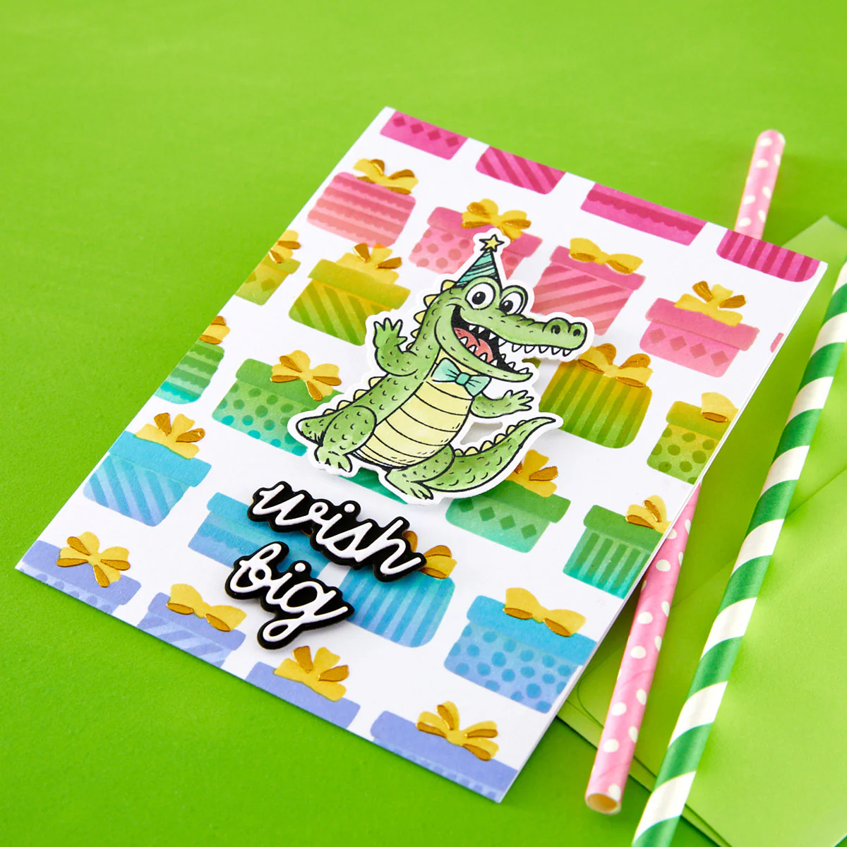 Ranger Simon Hurley Create Stamp Set + Matching Cutting-Dies - Snappy Birthday - Image 2