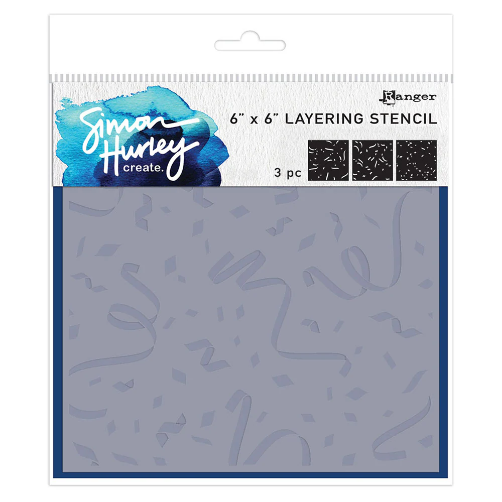Ranger Simon Hurley create. Stencils - Cue The Confetti (3 pieces)