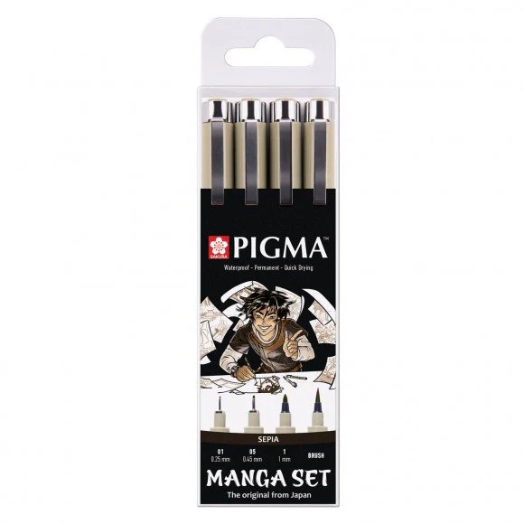 Sakura Pigma Micron Manga Set Sepia 4Pieces