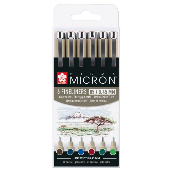 Sakura Pigma Micron Set Earth Tones 0.45Mm 6Pieces