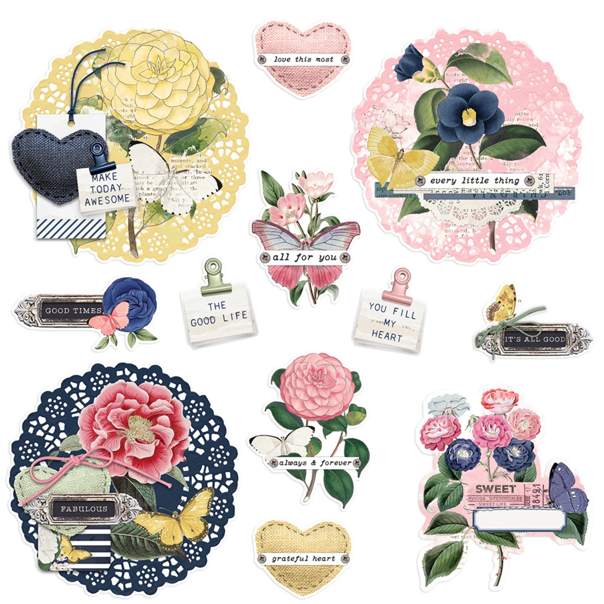 Simple Stories Simple Vintage Indigo Garden Chipboard Clusters - Image 2