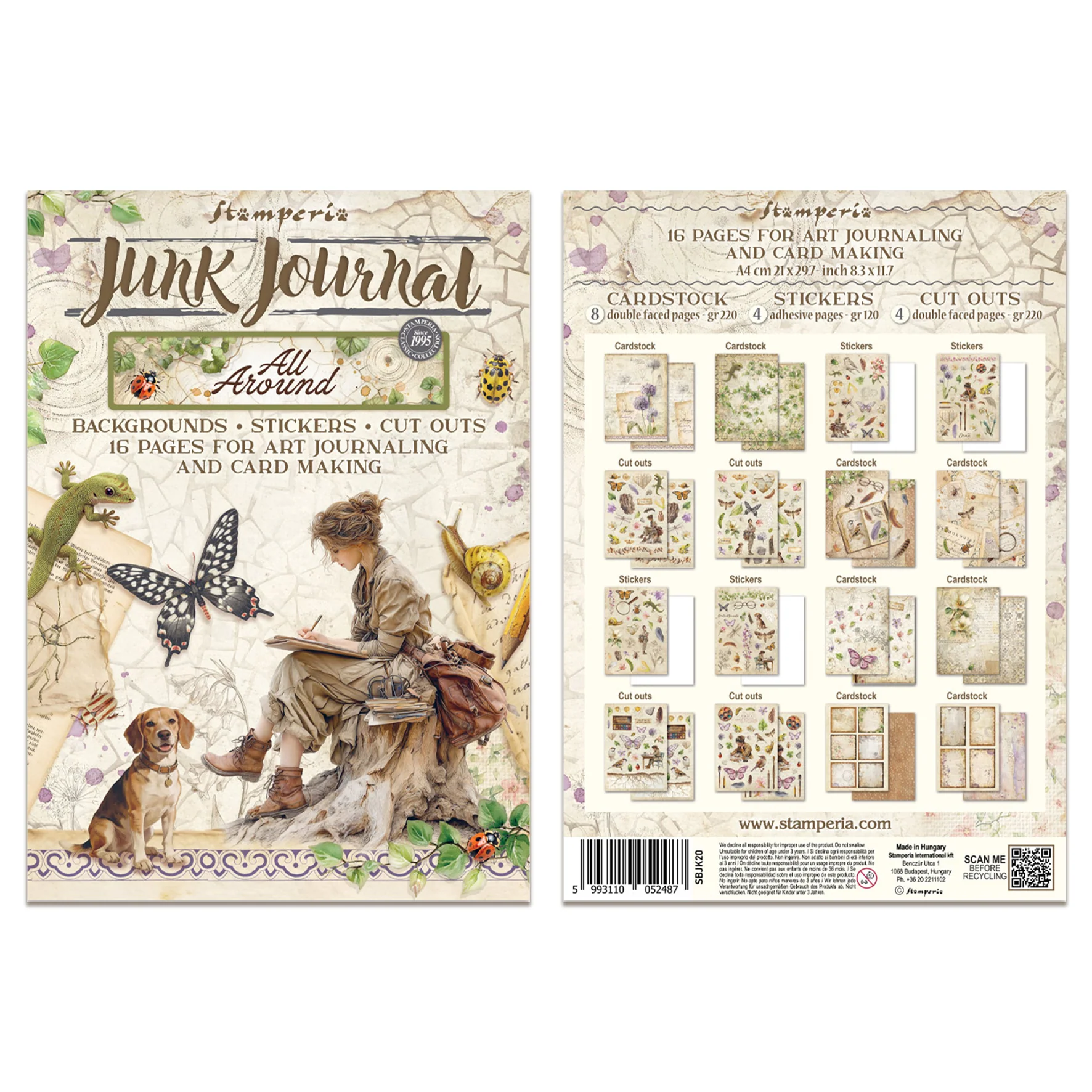 Stamperia All Around Junk Journal Stickers, Backgrounds, Cut-Outs