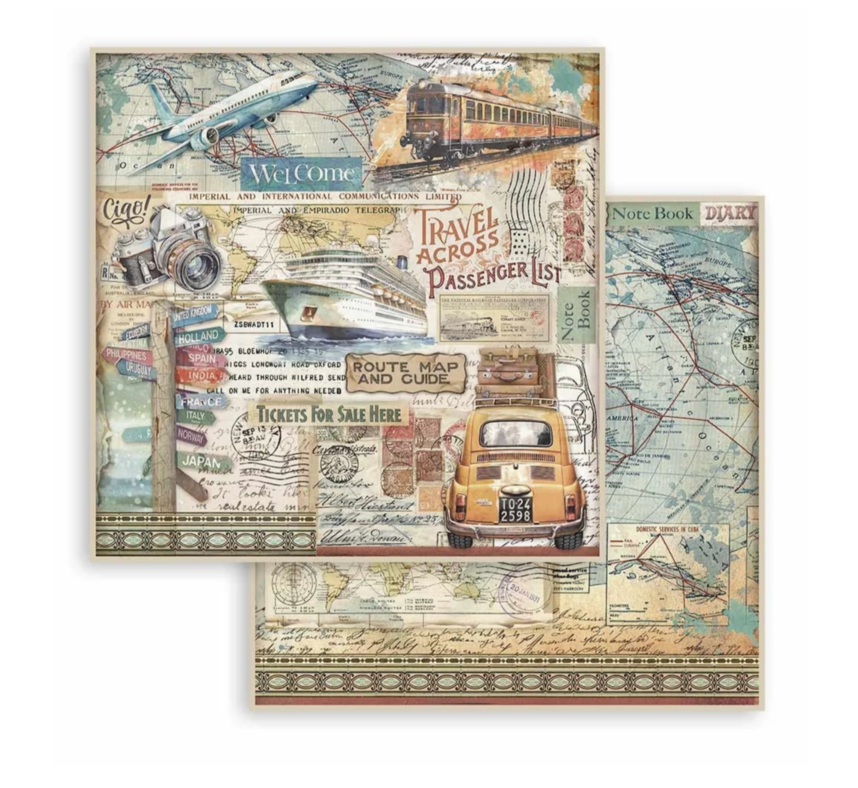 Stamperia Art of Travelling 12x12 Inch Paper Pack - Image 7