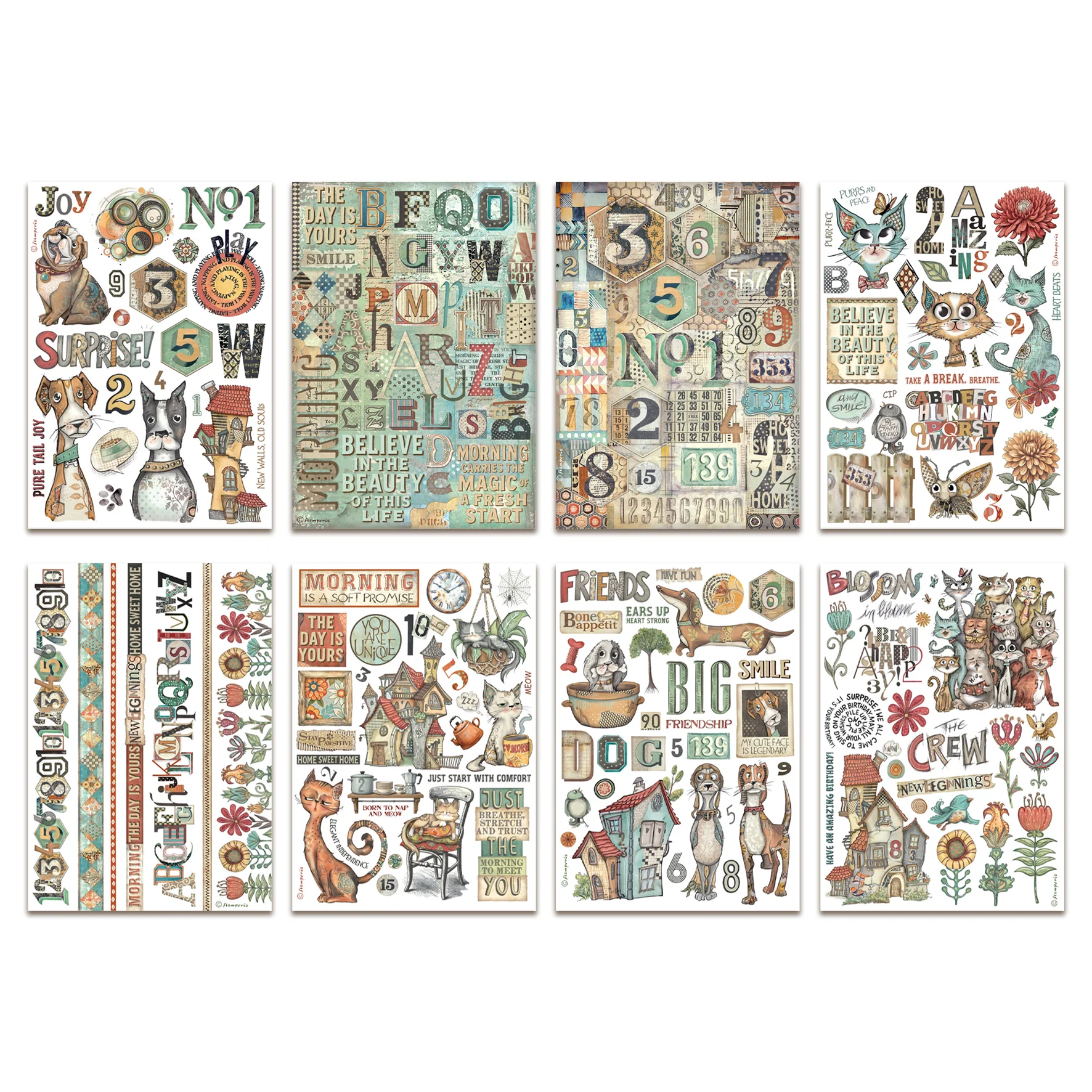 Stamperia Furry Friends A5 Washi Pad (8pcs) - Image 2