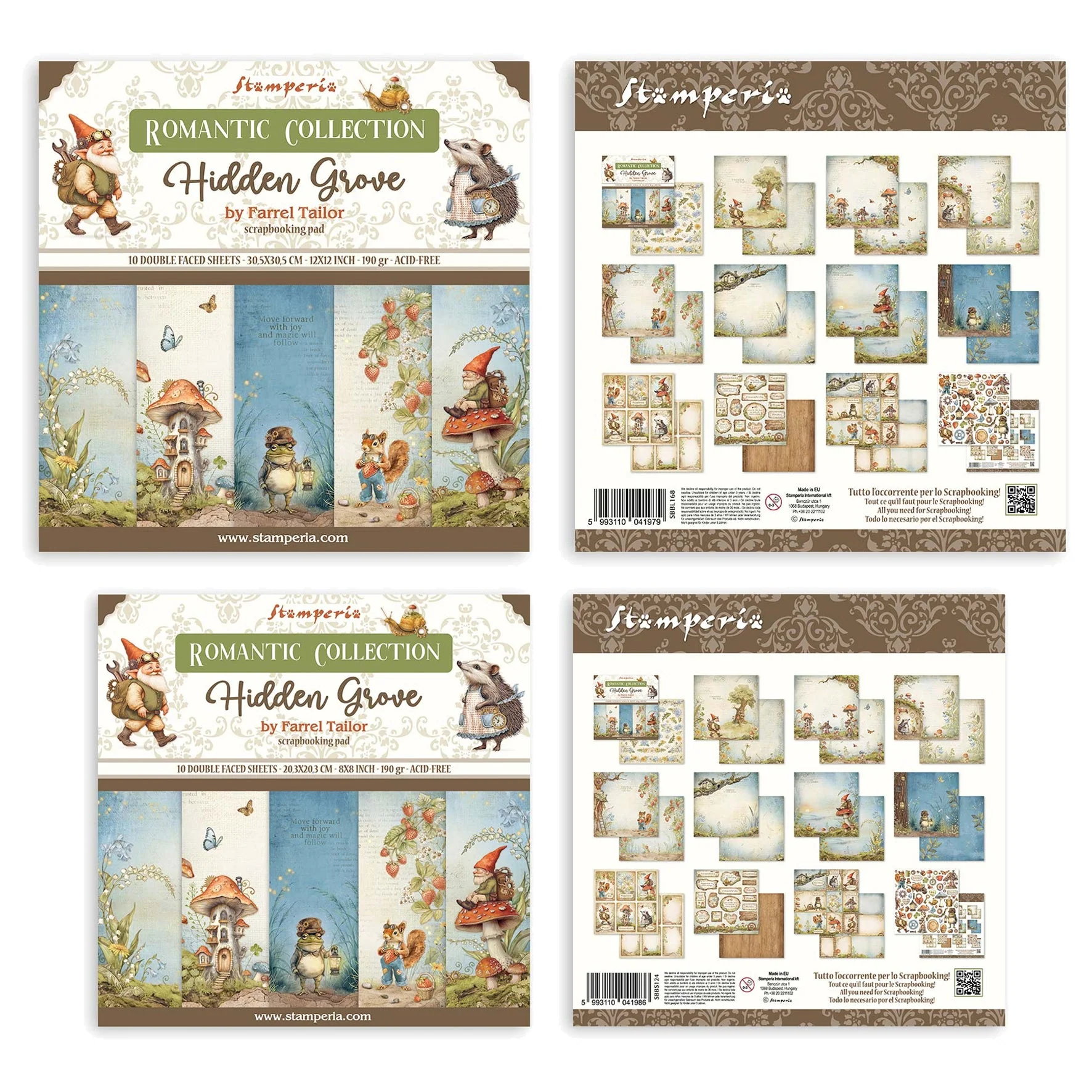 Stamperia Hidden Grove 8x8 Inch & 12x12 Inch Paper Pack Bundle