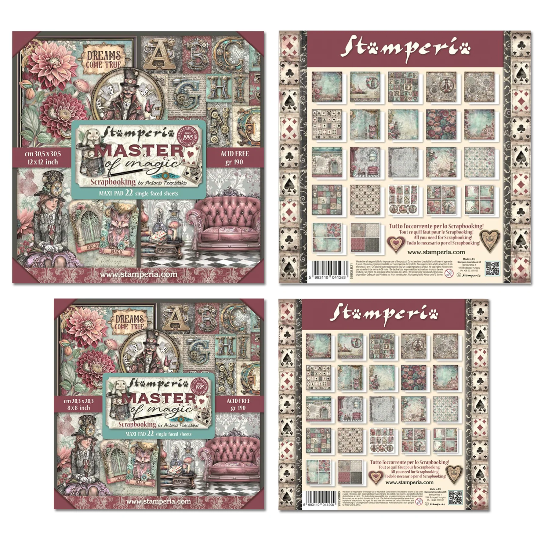 Stamperia Master of Magic 8x8" & 12x12" Maxi Paper Pack Bundle