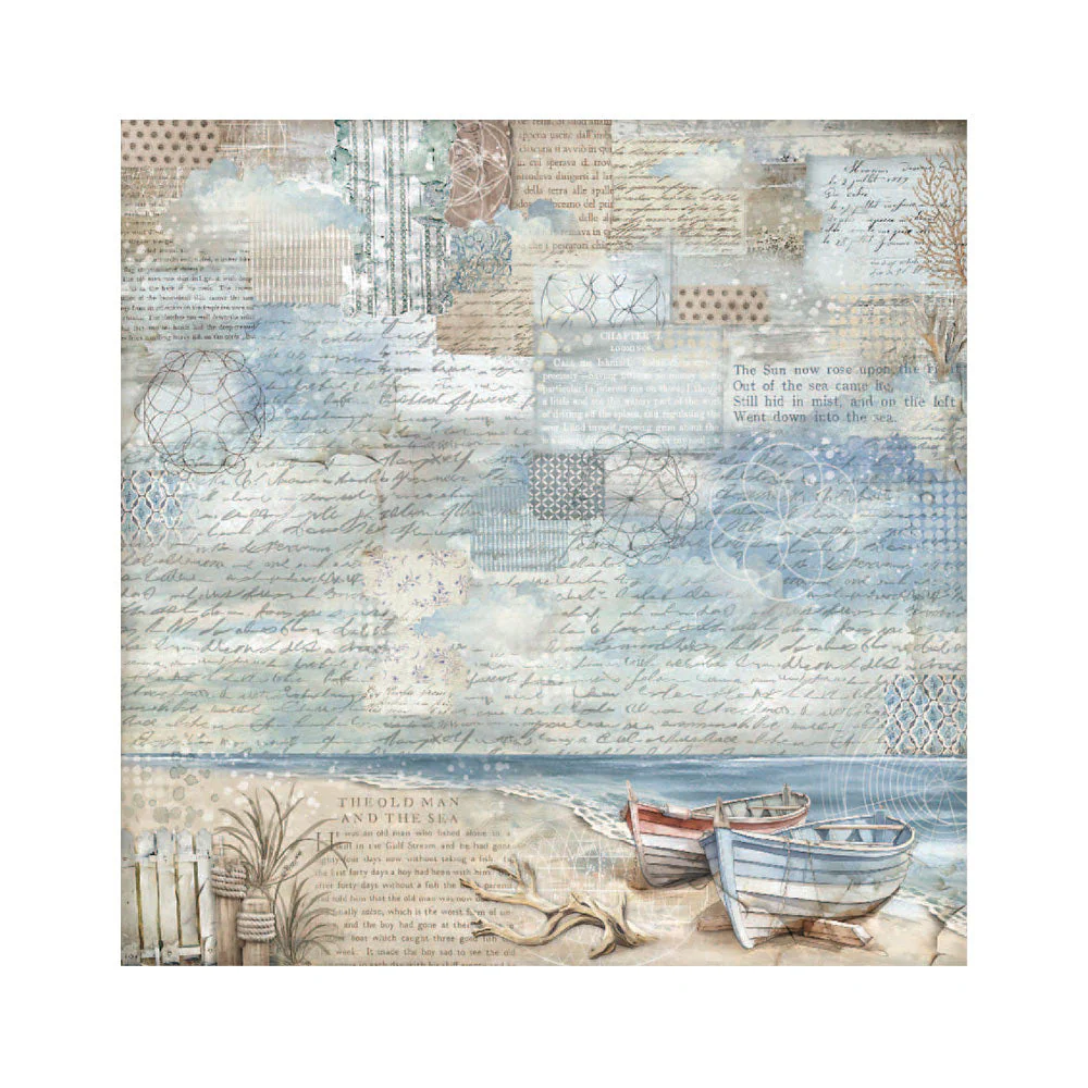 Stamperia Silent Sea 12x12 Inch Fabric Sheet (4pcs) - Image 5
