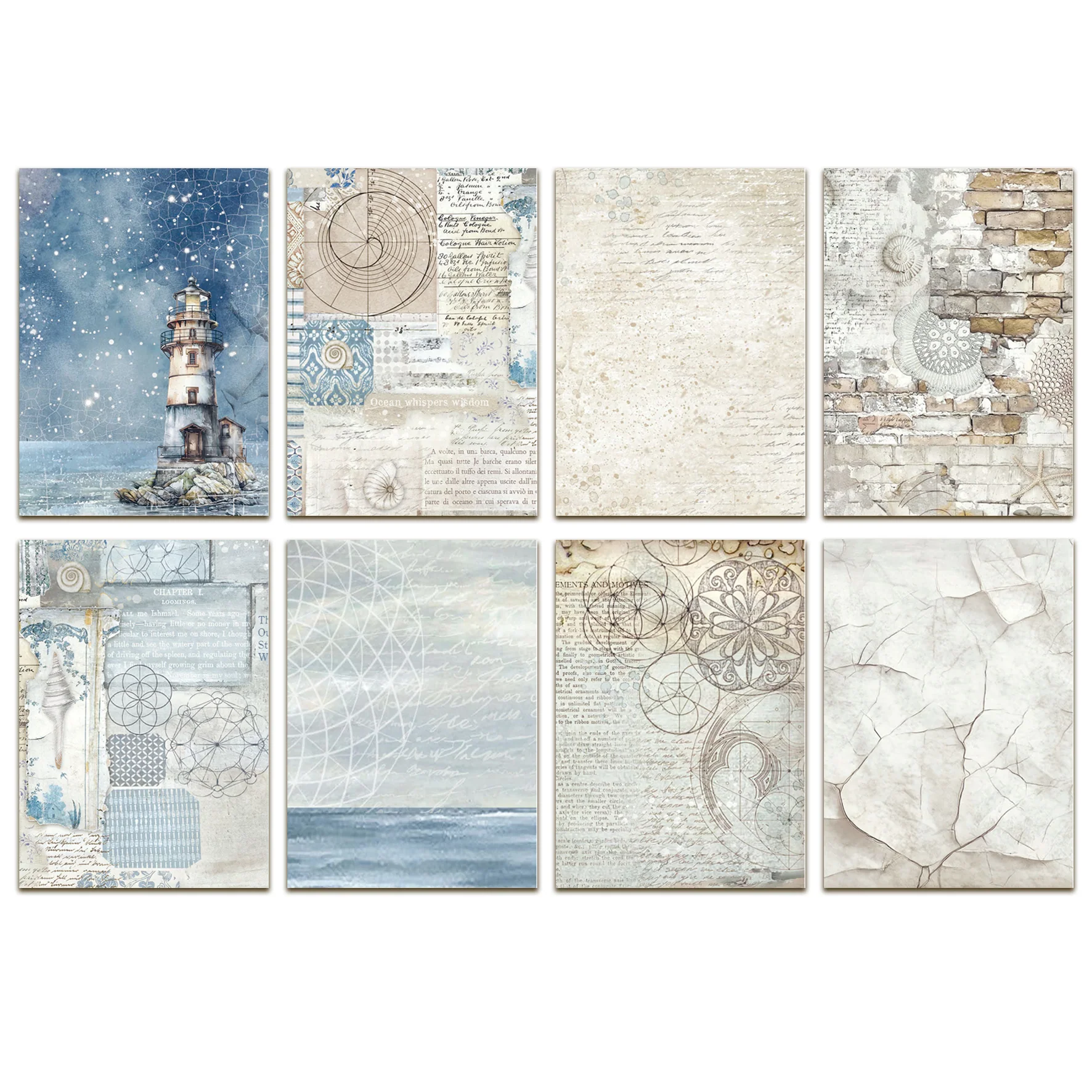 Stamperia Silent Sea A6 Rice Paper Backgrounds (8pcs) - Image 2
