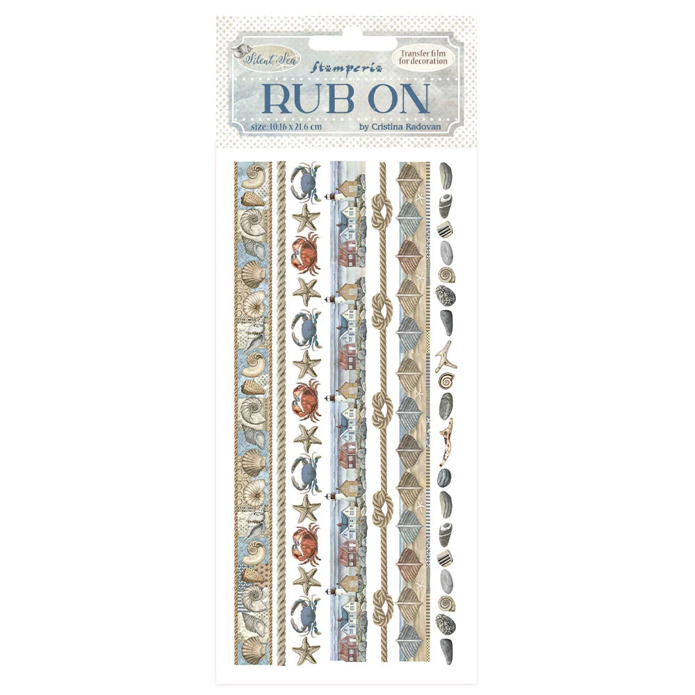 Stamperia Silent Sea Rub-On 4x8,5 Inch Stripes