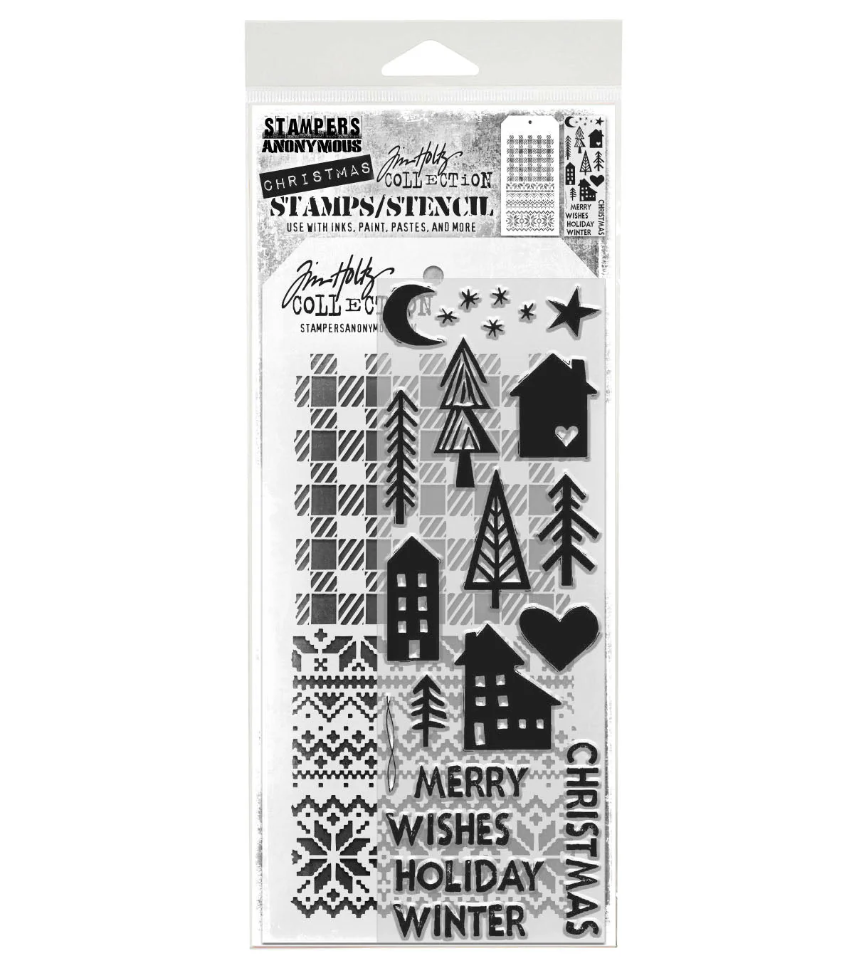 Stampers Anonymous Festive Print Tim Holtz Clear Stamp and Stencil
