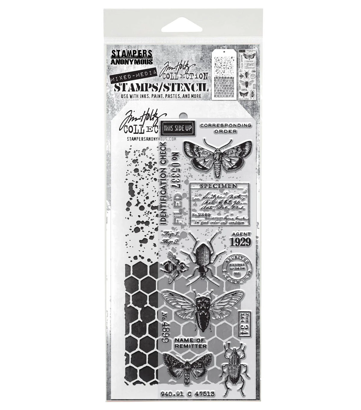 Stampers Anonymous Media #11 Tim Holtz Clear Stamp and Stencil