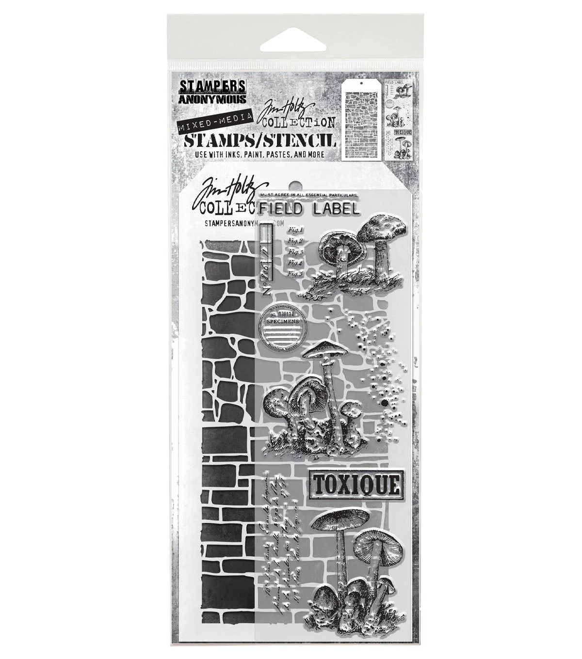Stampers Anonymous Media #12 Tim Holtz Clear Stamp and Stencil