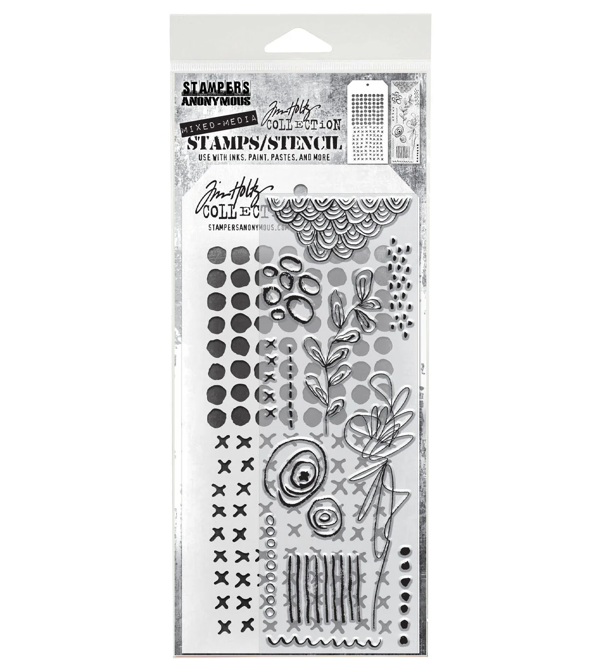 Stampers Anonymous Media #14 Tim Holtz Clear Stamp and Stencil