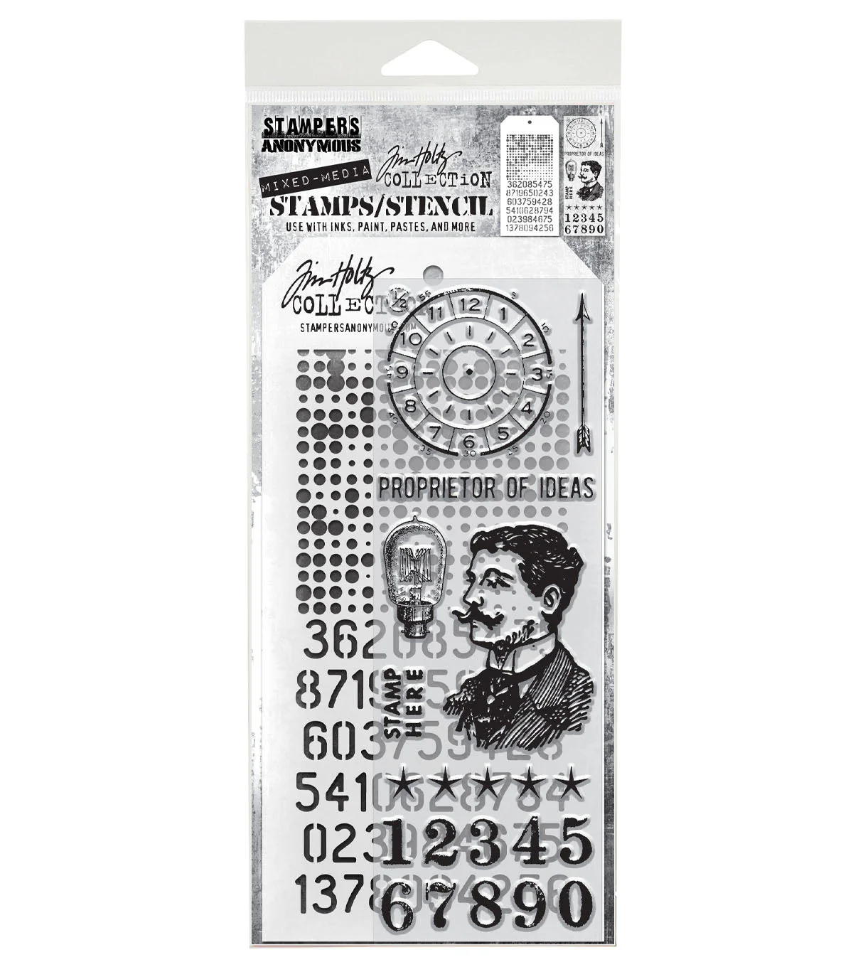 Stampers Anonymous Media #18 Tim Holtz Clear Stamp and Stencil