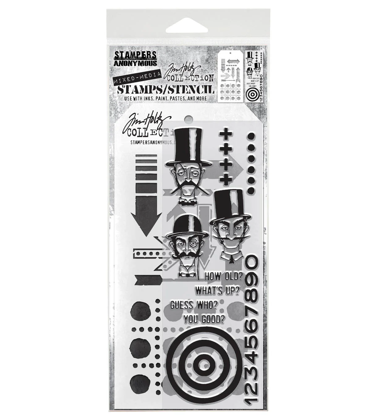 Stampers Anonymous Media #39 Tim Holtz Clear Stamp and Stencil