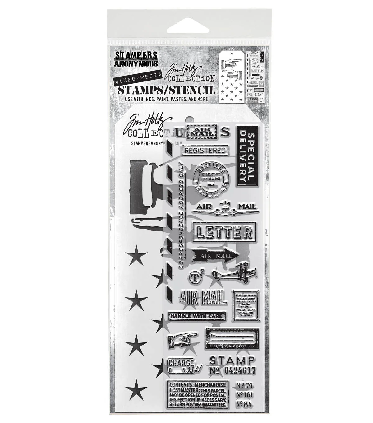 Stampers Anonymous Media #41 Tim Holtz Clear Stamp and Stencil
