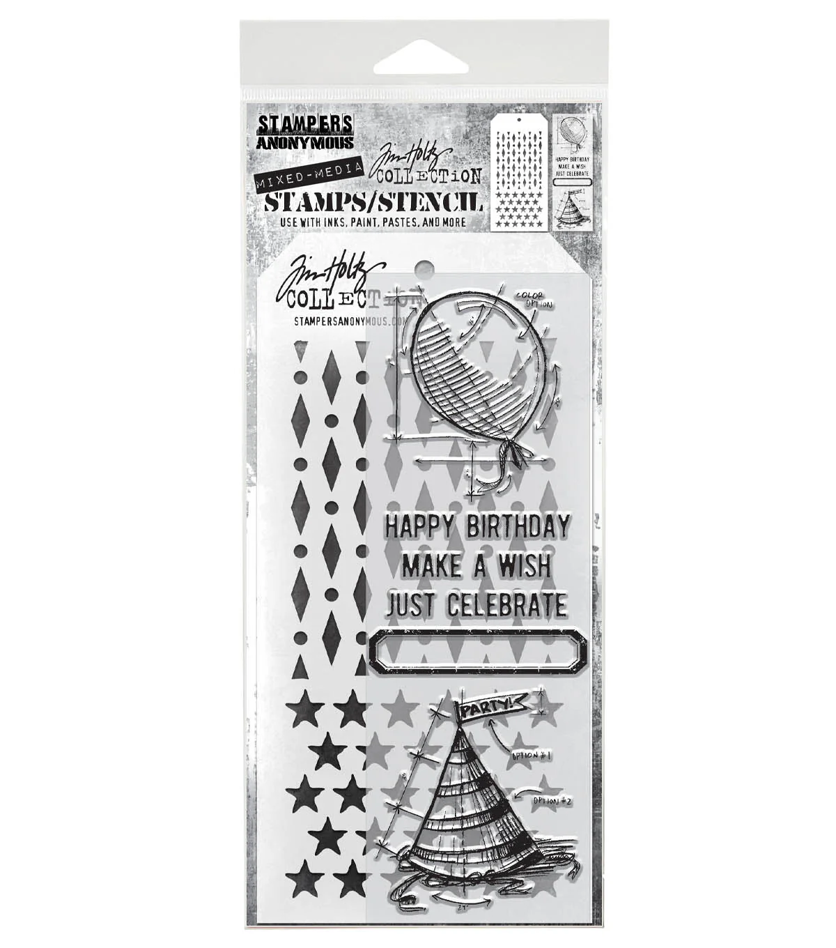 Stampers Anonymous Media #43 Tim Holtz Clear Stamp and Stencil