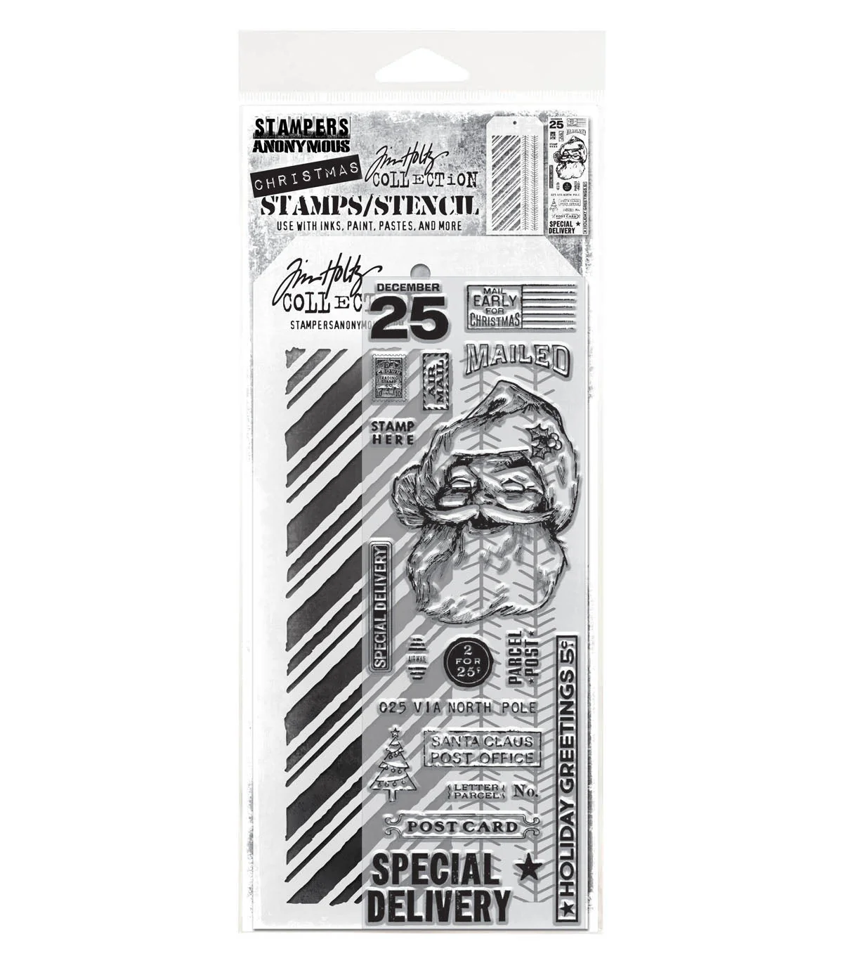 Stampers Anonymous Media #54 Tim Holtz Clear Stamp and Stencil