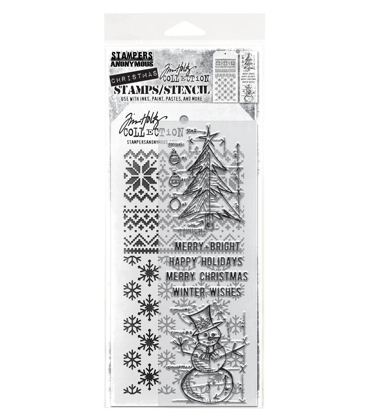Stampers Anonymous Media #58 Tim Holtz Clear Stamp and Stencil