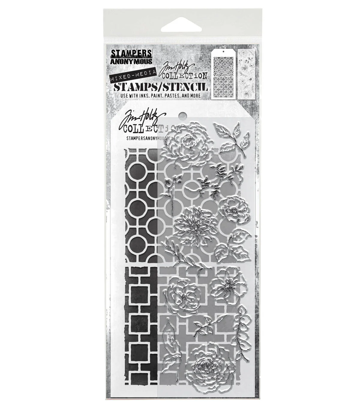 Stampers Anonymous Media #61 Tim Holtz Clear Stamp and Stencil